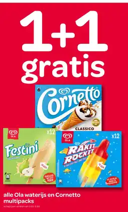 Spar alle Ola waterijs en Cornetto multipacks aanbieding