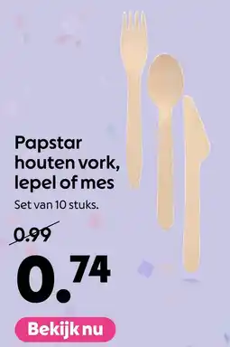 AllesZ Papstar houten vork, lepel of mes aanbieding