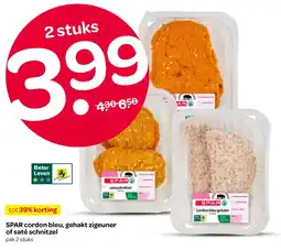 Spar SPAR cordon bleu, gehakt zigeuner of saté schnitzel aanbieding