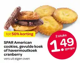 Spar SPAR American cookies, gevulde koek of havermoutkoek cranberry aanbieding