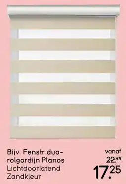 Leen Bakker Bijv. Fenstr duo-rolgordijn Planos Lichtdoorlatend Zandkleur aanbieding