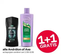 Spar alle Andrélon of Axe aanbieding