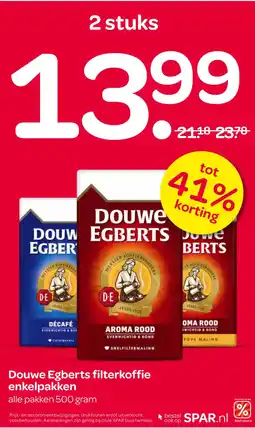 Spar Douwe egberts filterkoffie aanbieding