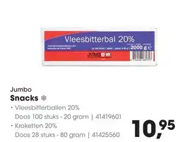 HANOS Jumbo Snacks Vleesbitterballen 20% aanbieding