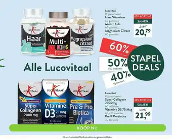 Holland & Barrett Lucovitaal Super Collageen 2000mg, Vitamine D3 75 Mcg, Pre & Probiotica, Haar Vitamines, Multi+ Kids Of Magnesium Citraat aanbieding