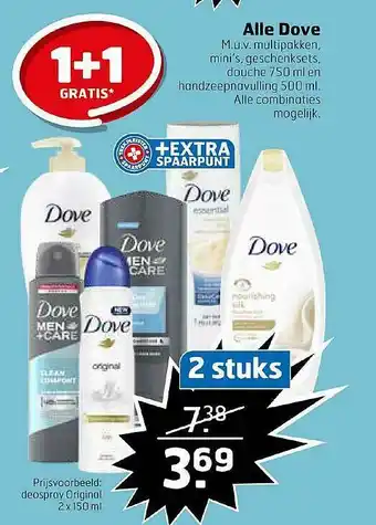 Trekpleister Alle Dove 1+1 Gratis aanbieding