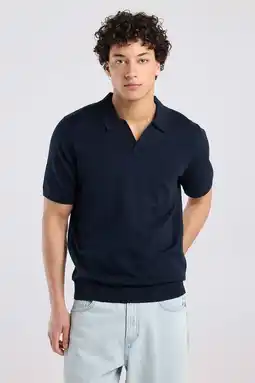 Wehkamp America Today relaxed fit gebreide polo - donkerblauw aanbieding
