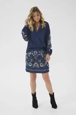 Wehkamp Cream denim spijkerrok dark blue denim aanbieding