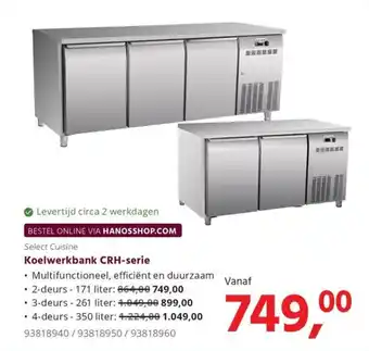 Select Cuisine Koelwerkbank CRH-serie