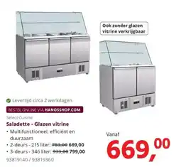 HANOS Select Cuisine Saladette - Glazen vitrine aanbieding