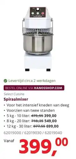 HANOS Select Cuisine Spiraalmixer aanbieding