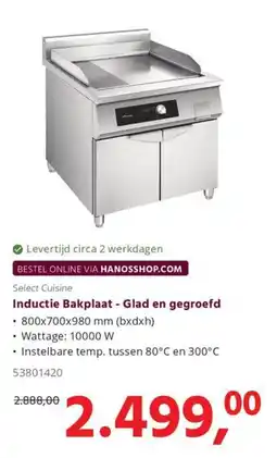 HANOS Select Cuisine Inductie Bakplaat - Glad en gegroefd aanbieding