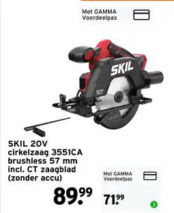 GAMMA SKIL 20V cirkelzaag 3551CA brushless 57 mm incl. CT zaagblad (zonder accu) aanbieding