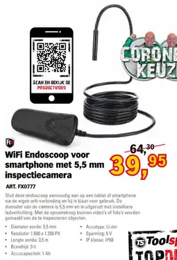 Toolspecial fix wifi endoscoop voor smartphone met 5,5 mm inspectiecamera aanbieding