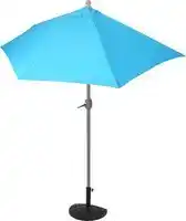 Bol.com Parla halfronde parasol, balkonparasol, UV 50+ polyester/aluminium 3kg ~ 300cm turquoise met voet aanbieding