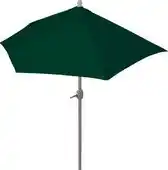 Bol.com Parla halfronde parasol, balkonparasol, UV 50+ polyester/aluminium 3kg ~ 270cm groen zonder voet aanbieding