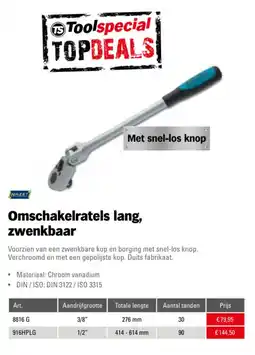 Toolspecial Hazet Omschakelratels lang, zwenkbaar aanbieding