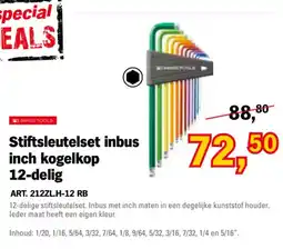 Toolspecial swiss tools stiftsleutelset inbus inch kogelkop 12-delig aanbieding