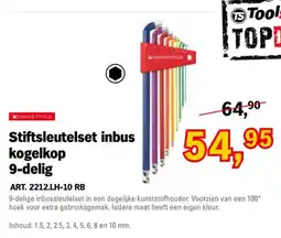 Toolspecial SWISS TOOLS Stiftsleutelset inbus kogelkop 9-delig aanbieding