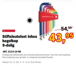 Toolspecial swiss tools stiftsleutelset inbus kogelkop 9-delig aanbieding