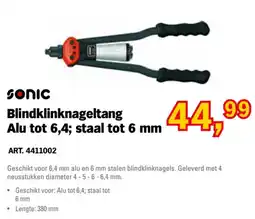 Toolspecial sonic blindklinknageltang aanbieding