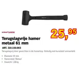 Toolspecial Kraftwerk Terugslagvrije hamer metaal 61 mm aanbieding