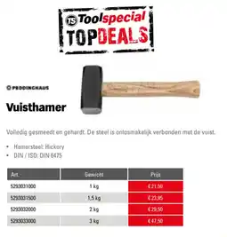 Toolspecial Peddinghaus Vuisthamer aanbieding