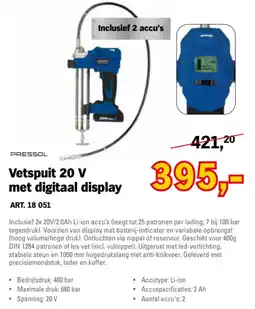 Toolspecial Pressol Vetspuit 20 V met digitaal display aanbieding