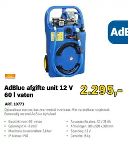 Toolspecial AdBlue afgifte unit 12 V 60 l vaten aanbieding
