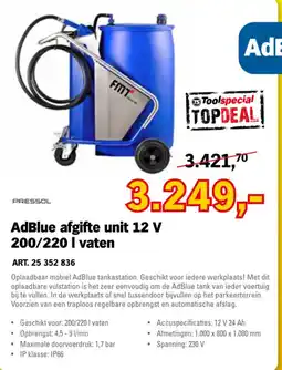 Toolspecial pressol adblue afgifte unit 12 v 200/220 l vaten aanbieding