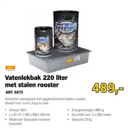 Toolspecial Cemo Vatenlekbak 220 liter met stalen rooster aanbieding