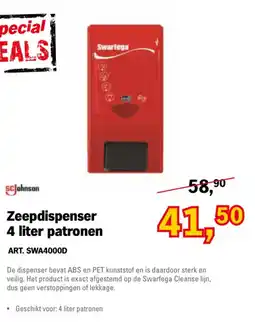 Toolspecial scjohnson zeepdispenser 4 liter patronen aanbieding