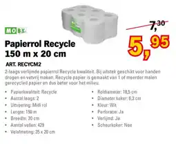 Toolspecial Moby Papierrol Recycle 150 m x 20 cm aanbieding