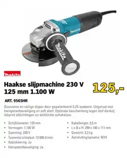 Toolspecial Makita Haakse slijpmachine 230 V 125 mm 1.100 W aanbieding