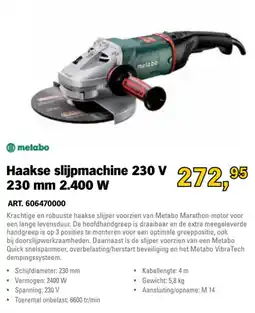 Toolspecial metabo haakse slijpmachine 230 v 230 mm 2.400 w aanbieding