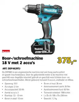 Toolspecial Makita Boor-/schroefmachine 18 V met 2 accu's aanbieding