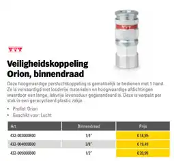 Toolspecial VWL Veiligheidskoppeling Orion, binnendraad aanbieding