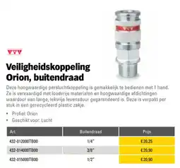 Toolspecial JWL Veiligheidskoppeling Orion, buitendraad aanbieding
