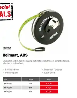 Toolspecial metrica rolmaat, abs aanbieding