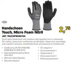 Toolspecial Prowly Handschoen Touch, Micro Foam Nitril aanbieding