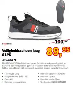 Toolspecial Redbrick veiligheidsschoen laag S1PS aanbieding