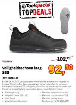 Toolspecial Redbrick veiligheidsschoen laag S3S aanbieding