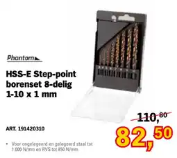 Toolspecial phantom hss-e step-point borensset 8-delig 1-10 x 1 mm aanbieding