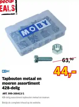 Toolspecial Moby tapbouten metaal en moeren assortiment 428-delig aanbieding