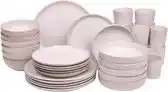 Bol.com Serviesset 36-delig - 6 persoons - Lissabon - wit met bruine spikkel - Portugees stoneware aanbieding