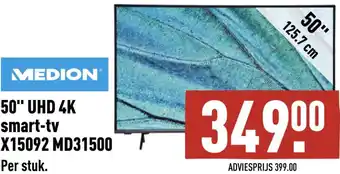 ALDI 50" UHD 4K smart-tv X15092 MD31500 aanbieding