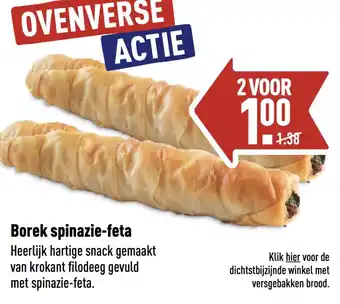 ALDI Borek spinazie-feta Heerlijk hartige snack gemaakt van krokant filodeeg gevuld met spinazie-feta. aanbieding