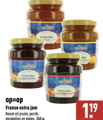 ALDI Franse extra jam Keuze uit pruim, perzik, mirabellen en vijgen. 265 g. aanbieding