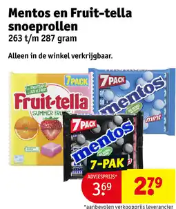 Kruidvat Mentos en fruit-tella snoeprollen aanbieding