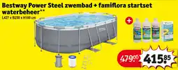 Kruidvat Bestway power steel zwembad + famiflora startset waterbeheer aanbieding
